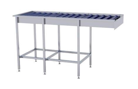 Tørrebord 1500x650 m/styrekant, ruller og drypkar rustfri stål ART
