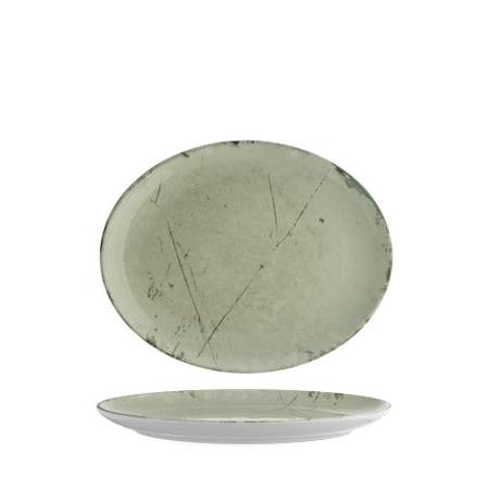 Tallerken coupe oval grøn B200 x D162 mm Stone